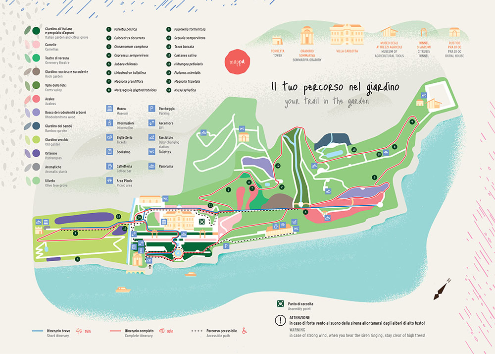 villa carlotta giardini botanici mappa